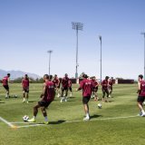 L'équipe de Suisse s'est entraînée mardi sur le campus de l'Université de l'Utah. KEYSTONE/JEAN-CHRISTOPHE BOTT